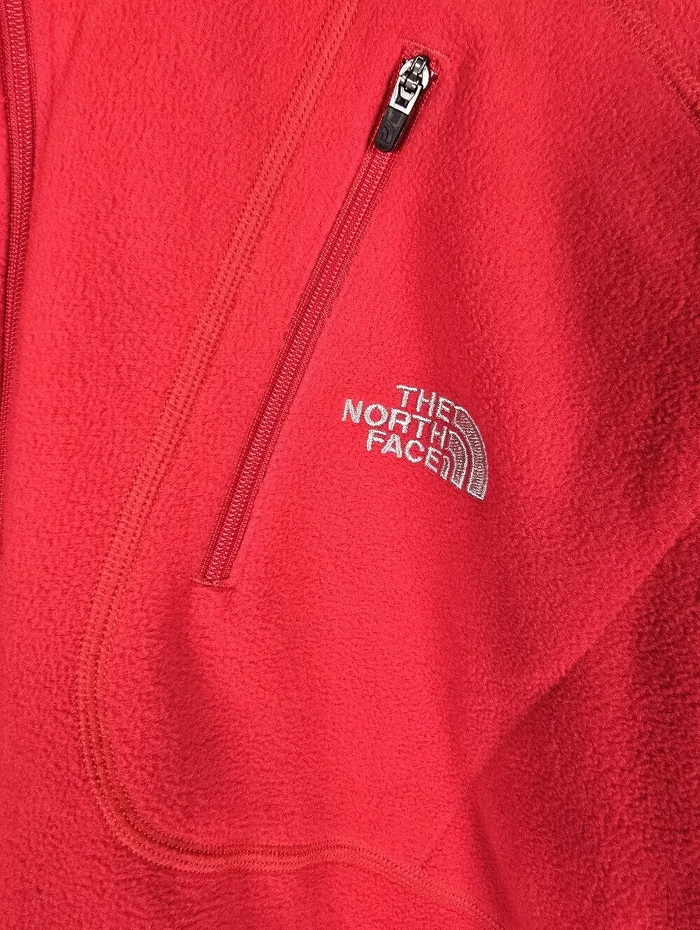 The North Face Men's Red Quarter-Zip Fleece Pullover Zippered Chest Pocket XL